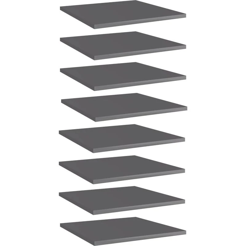 Image of VIDAXL Vidaxl - Bookshelf Boards 8 pcs High Gloss Grey 40x40x1.5cm Engineered Wood 8720286244388