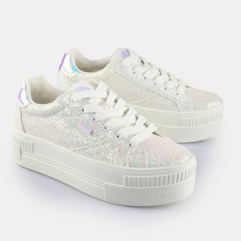 Image of Buffalo Womens Trainers Buffalo Paired Glam Blanc Female 37