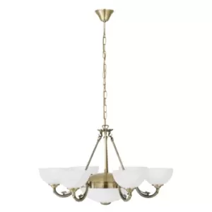 image of Pendant Light Colour Bronzed Shade White Satin Glass Bulb E14 E27 6x40W 2x60W