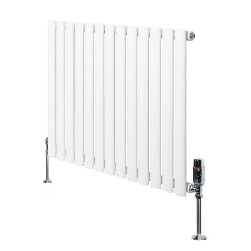 Image of Monstershop Oval Single Column Radiator & Valves - 600mm x 780mm - White White Unisex
