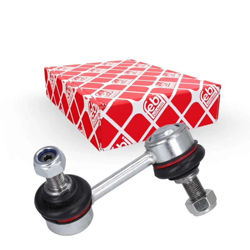 Image of FEBI BILSTEIN 32062 Anti-roll bar link OE Turbo NEW, Rear Axle Left, with nuts Steel Link Stabiliser (3229)