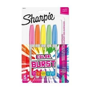 image of Sharpie Fine Permanent Marker Colour Burst Pack 5 56323NR