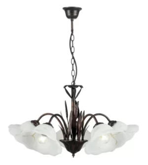 image of BYRON 5 Light Multi Arm Pendant Ceiling Light Rust 64x50cm