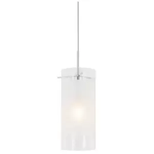 Italux Blend - Modern Hanging Pendant Chrome 1 Light with White, Clear Shade, E27