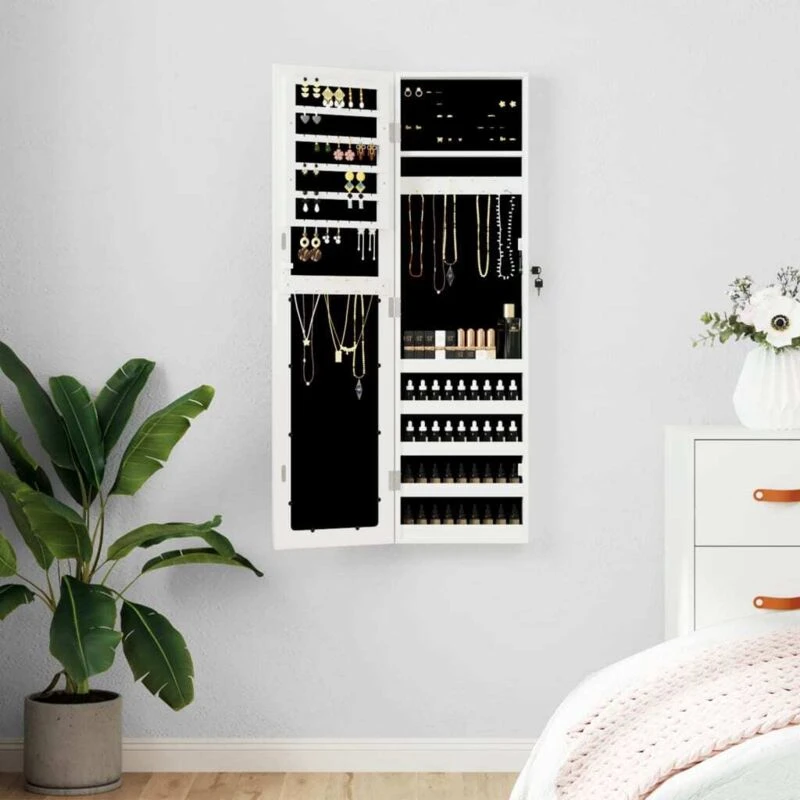 Image of VIDAXL Vidaxl - Mirror Jewellery Cabinet Wall Mounted White 30x8.5x106cm 8720845811204