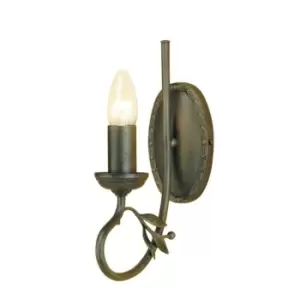 Image of Wall Light Handmade & Hand Finished Metal Branch & Leaves Black Gold LED E14 60W