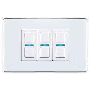 image of Lightwave Smart Series Dimmer (3 Gang) - White Metal