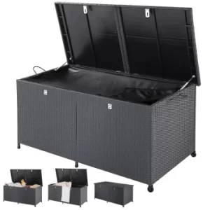 image of Poly Rattan Garden Storage Box Black 4.9x2.5x2.4ft Lockable