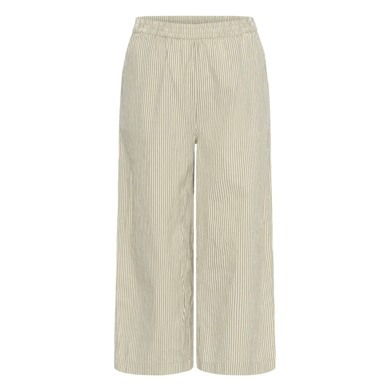 Image of KAFFE Curve Womens Trousers KAFFE Curve Nana Striped Beige Female 50