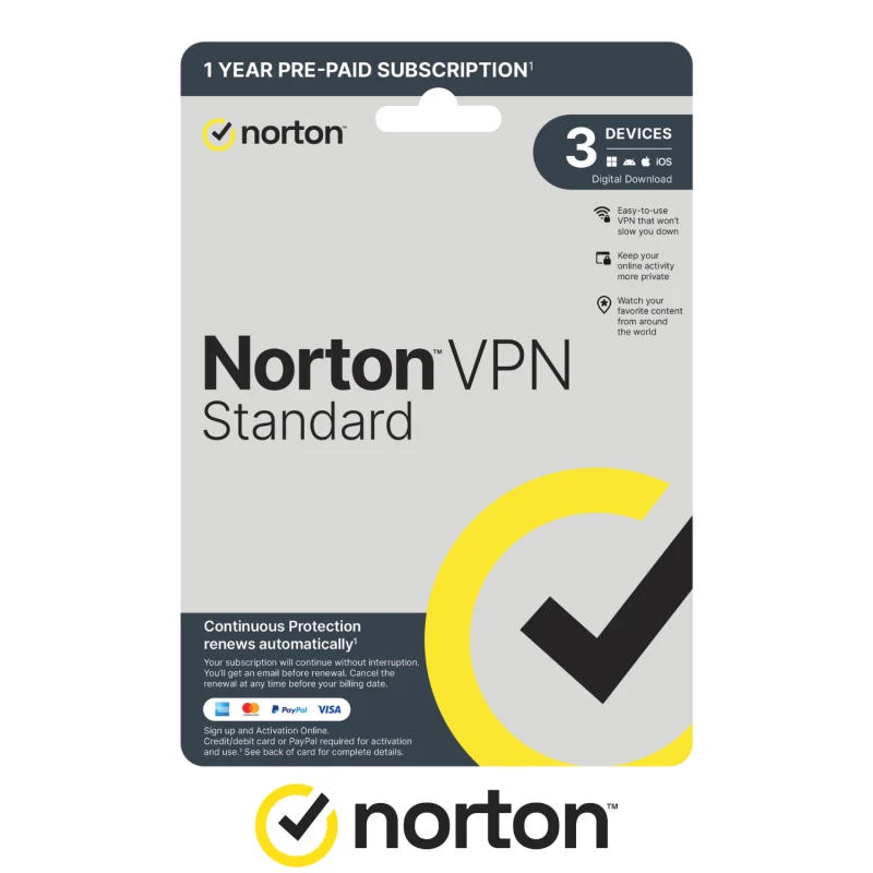 Image of Norton VPN Standard 1 User 3 Devices 12 Months Subscription
