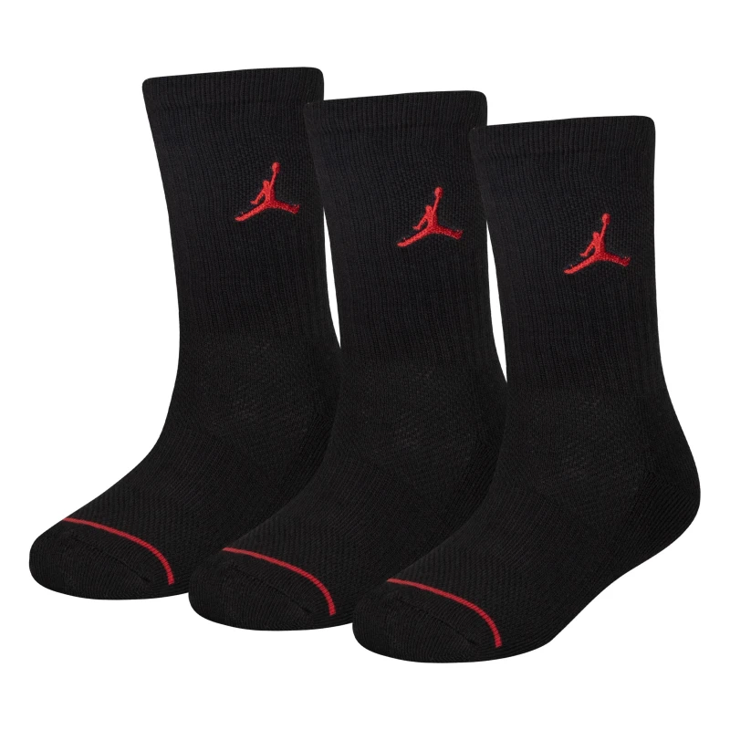 Image of Air Jordan 3 Pack Crew Socks Children's Black unisex Cd C10-C13
