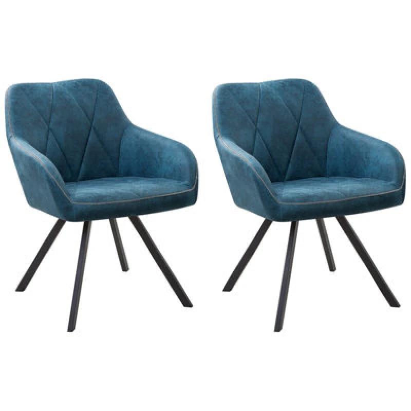 Image of Beliani Set Of 2 Dining Chairs Monee Sea Blue