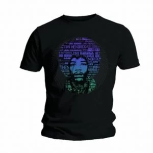 image of Jimi Hendrix Afro Speech Mens Black T Shirt: Large