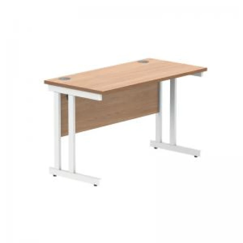 Image of Polaris Rectangular Double Upright Cantilever Desk 1200x600x730mm Norwegian Beech/White KF822100