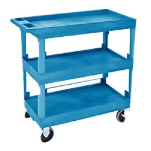 Image of GPC Plastic Multi Purpose Trolley Service Trolley 3 Storage Trays Blue