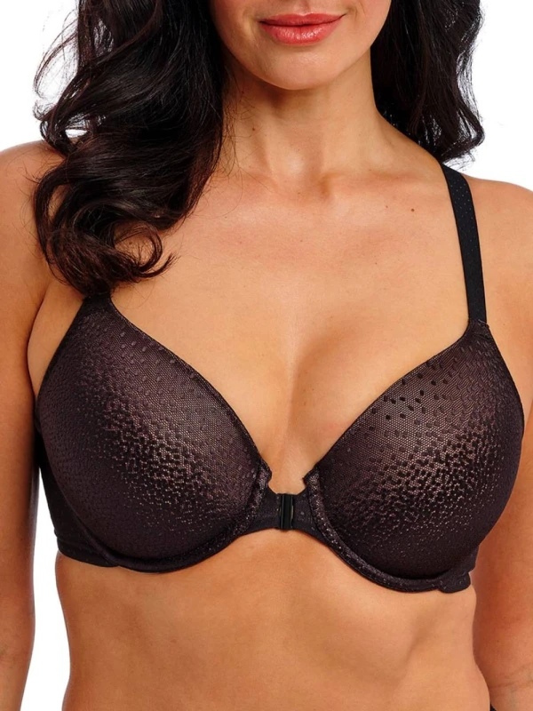 Image of Wacoal Womens Back Appeal Front Fastener Bra in Black Size: 40C Black Female 40C