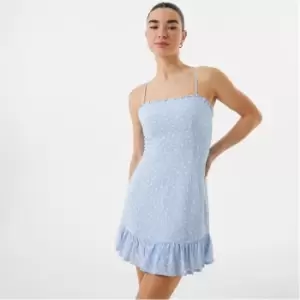 Image of Jack Wills Ruffle Hem Mini Dress - Blue
