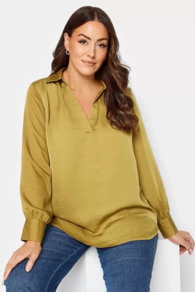 Image of Satin V-Neck Blouse