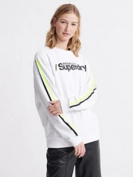 Image of Superdry Swiss Logo Sport Crew - Optic, Optic, Size 14, Women