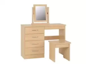 Image of Seconique Nevada Sonoma Oak 4 Drawer Pedestal Dressing Table and Stool