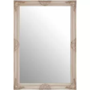 Image of Premier Housewares Wall Mirror Bathroom / Bedroom / Hallway Wall Mounted Mirrors With Wooden Frame Round Shape / Vintage Design 5 x 102 x 72
