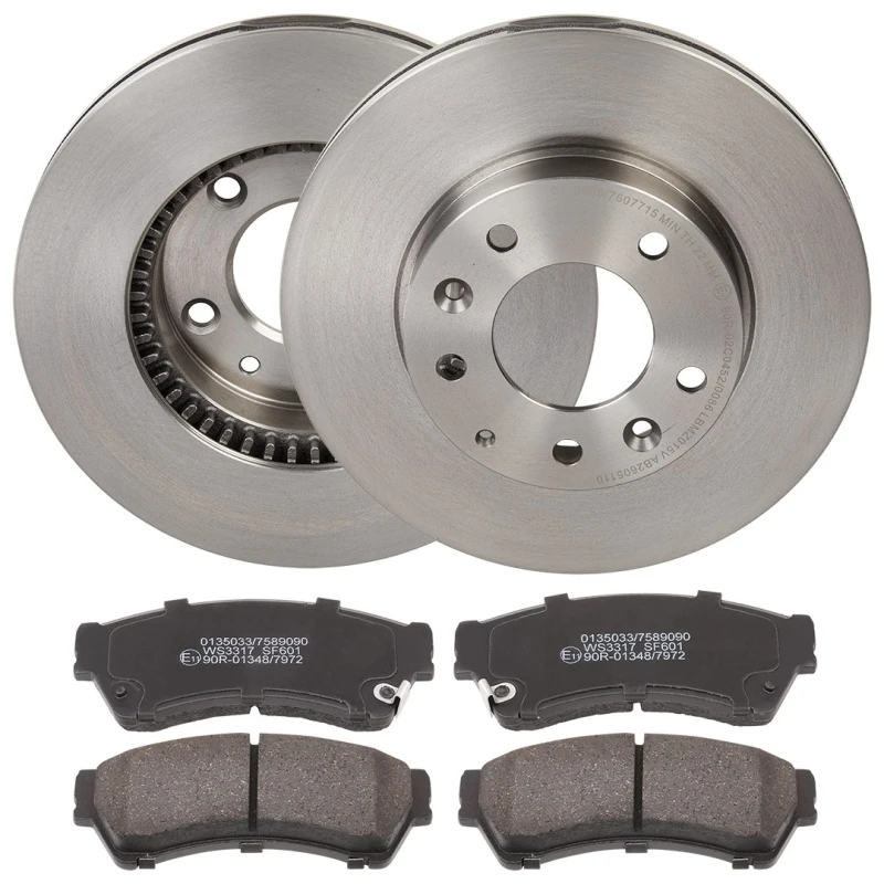 Image of RIDEX 3405B1953 Brake disc and pads set Front Axle, Brake Disc Type: internally vented, with acoustic wear warning Brake Set,disc brakes (3405)