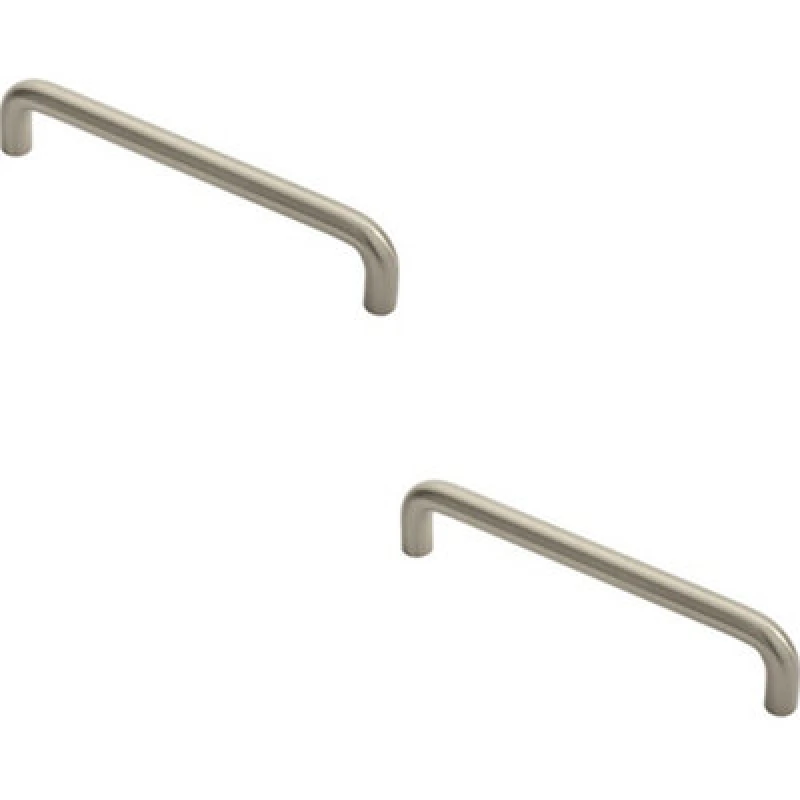 Image of Loops 2x Round D Bar Cabinet Pull Handle 138 x 10mm 128mm Fixing Centres Satin Nickel Metallics unisex