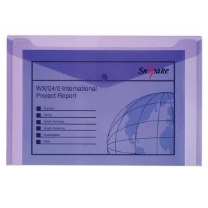 image of Snopake Polyfile Electra Wallet File Polypropylene Foolscap Purple Pack of 5