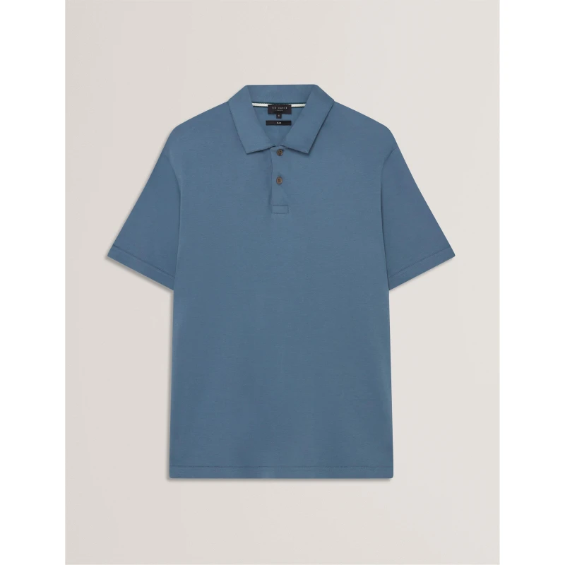 Image of Ted Baker Mens Mercerised Short Sleeve Polo Shirt Blue male L (4)