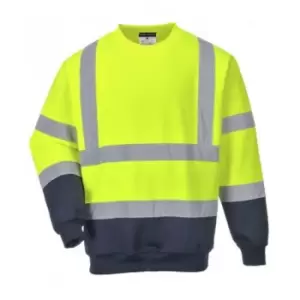 Image of Mens Hi-Vis Two Tone Sweatshirt (xl) (Yellow/Navy) - Yellow/Navy - Portwest
