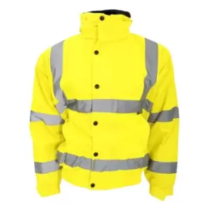 Image of Warrior Memphis High Visibility Bomber Jacket / Safety Wear / Workwear (3XL) (Fluorescent Yellow) - Fluorescent Yellow