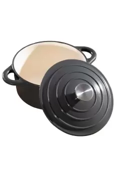 Image of Cast Iron Enamelled Casserole Cooking Pot with Lid 21cm Grey