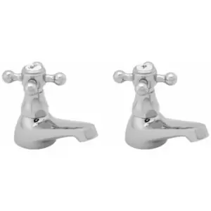 image of Tudor Traditional Basin Taps Pair - Chrome - Deva