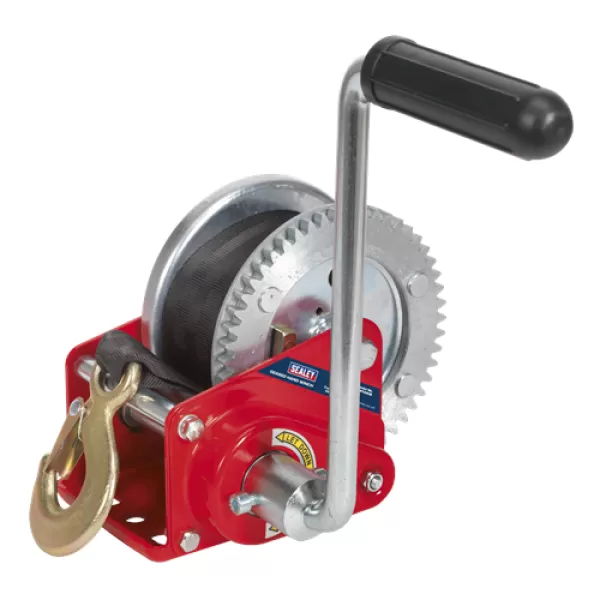 Image of Sealey GWW1200B Geared Hand Winch with Brake & Webbing 540kg Capacity