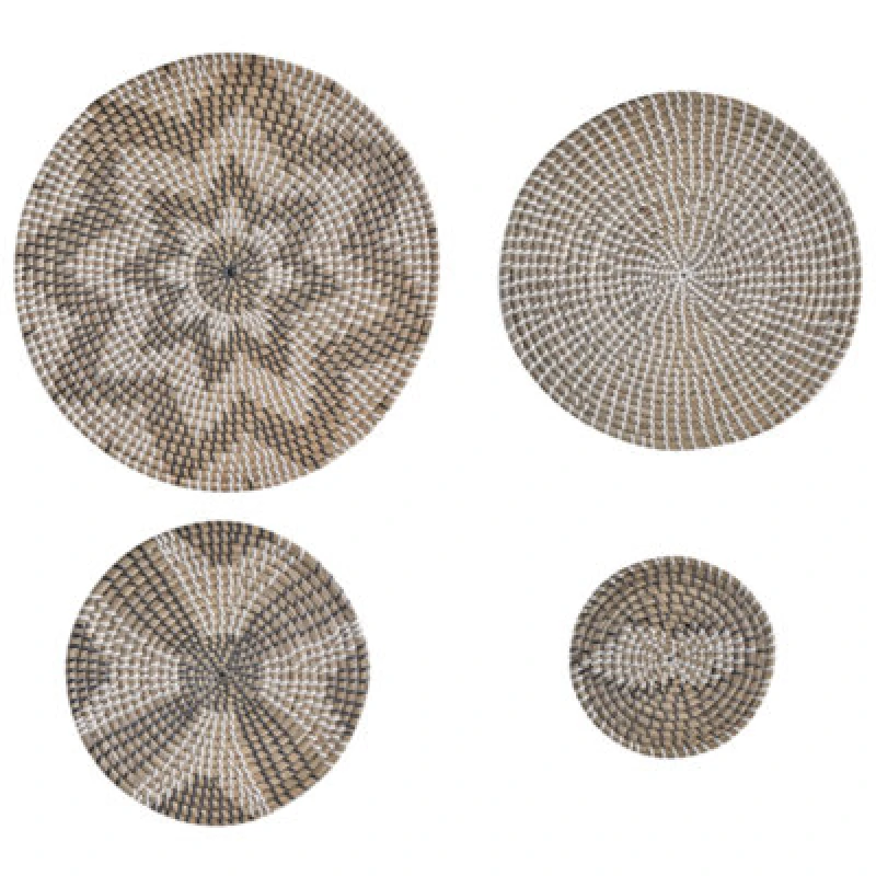 Image of Beliani Set Of Hanging Decorations Laocai Seagrass 45/40/30/20 Cm Black