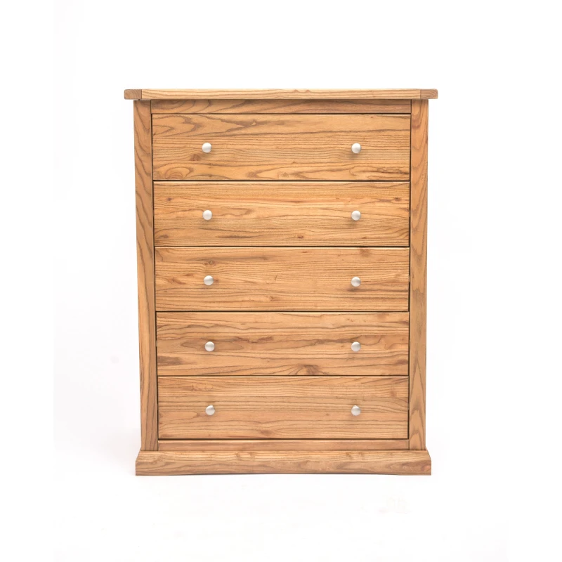 Image of Cabinet Bits Salerno 5 Drawer Chest of Drawers Chrome Knob in Natural Natural Unisex