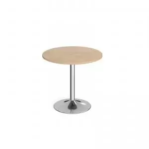 image of Genoa circular dining table with chrome trumpet base 800mm - kendal