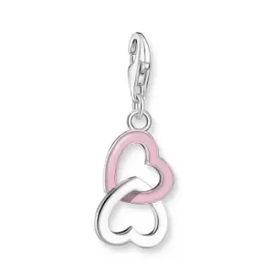 Image of THOMAS SABO Silver Pink Intertwined Hearts Charm