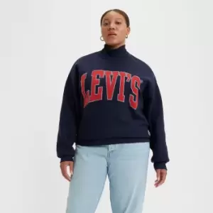 Image of Logo Print Sweatshirt in Cotton Mix with High Neck