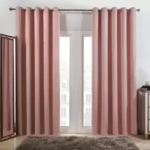 image of Dreamscene Eyelet Blackout Curtains Pair Of Thermal Ring Top Ready Made Luxury Blush Pink 66" Wide X 54" Drop