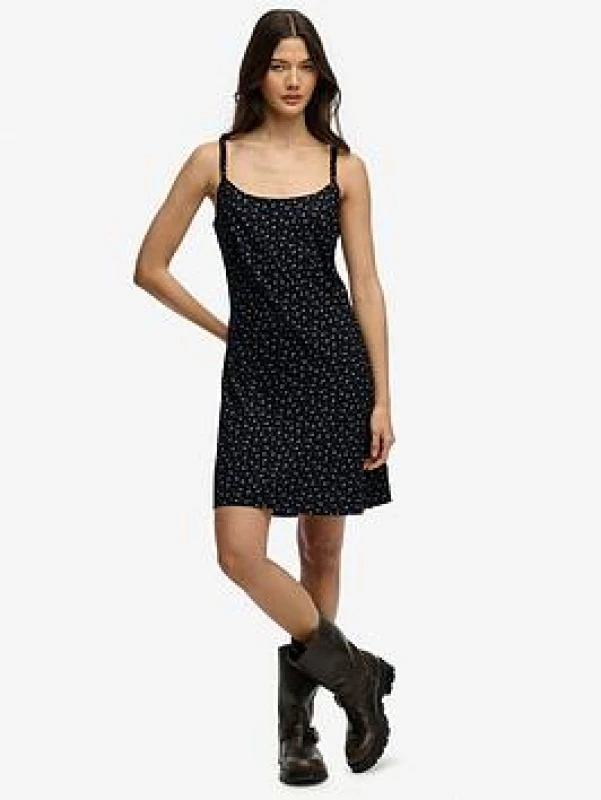 Image of Superdry Short printed cami dress For Her Superdry Cami Noir Female S