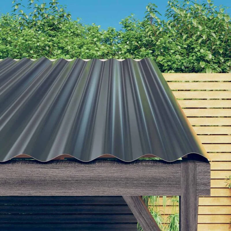 Image of vidaXL Roof Panels 12 pcs Powder-coated Steel Anthracite 100x36cm 319145