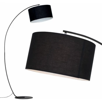 Image of Black Metal Arched Floor Lamp - Black