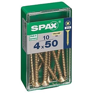 Image of Spax Pz Countersunk Zinc Yellow Screws - 4 X 50mm Pack Of 10