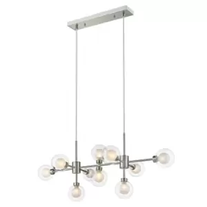 Image of Contemporary Multi Arm Pendant Ceiling 10 Light Satin Nickel, Glass