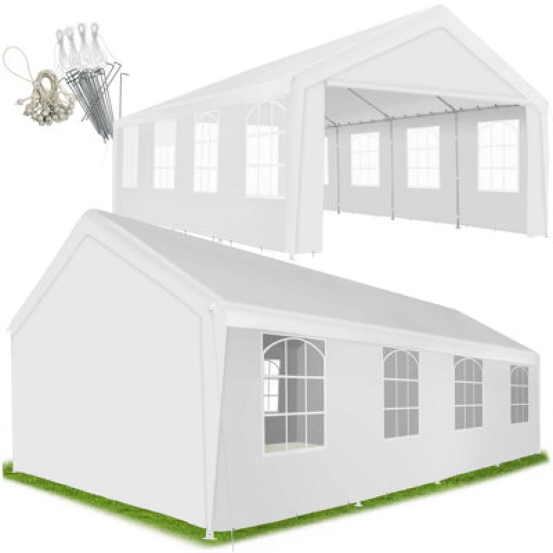 Image of Tectake Gazebo Mammut - 8 X 4 M, Removable Side Panels, Weather & Uv-Resistant, Plug-In System 800 X 400 X 315cm - White