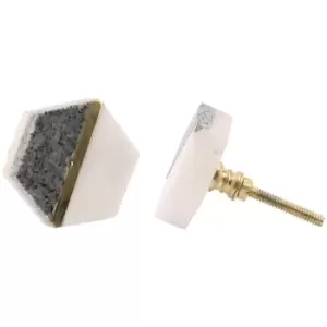 Image of Stone and White Ceramic Drawer Pull