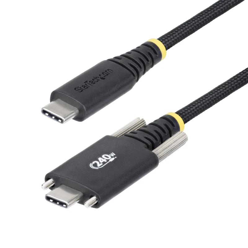 Image of StarTech.com StarTech.com 6.6ft (2m) USB-C Charging Cable, Side Screw Locking, 240W (5A) PD EPR, Dual-Layer Silicone/Braided Jacket, USB 2.0 Laptop Ch