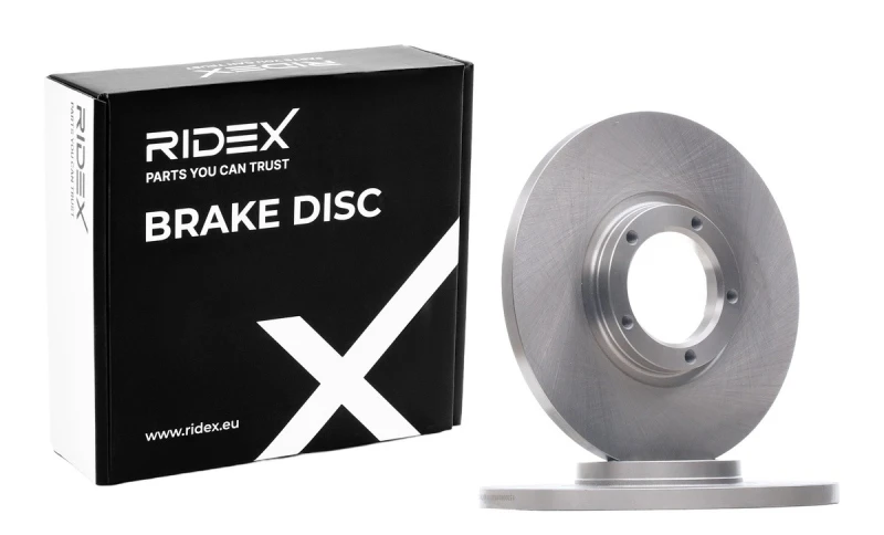 Image of RIDEX 82B0912 Brake disc Front Axle, solid, Cast Iron, Uncoated, Untreated, without bolts/screws Cast Iron Brake Disc (82)
