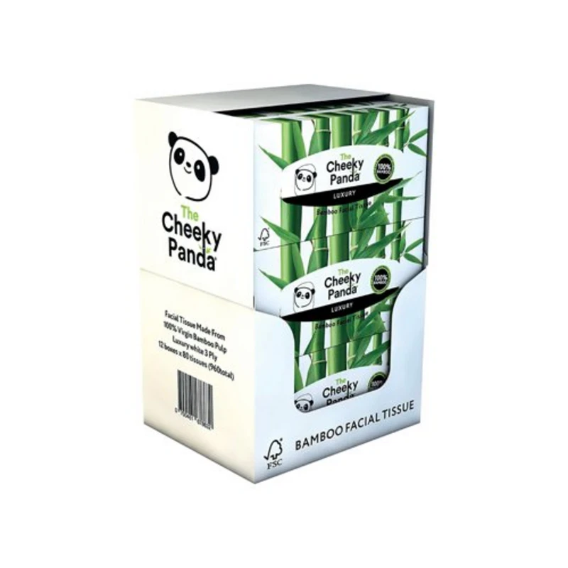 image of Cheeky Panda Facial Tissues Box 80 Sheets Pack of 12 1103039